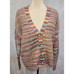 Volcom Grandpacore Rainbow Stripe Knit Cardigan Sweater M Desert Dreamz Boho